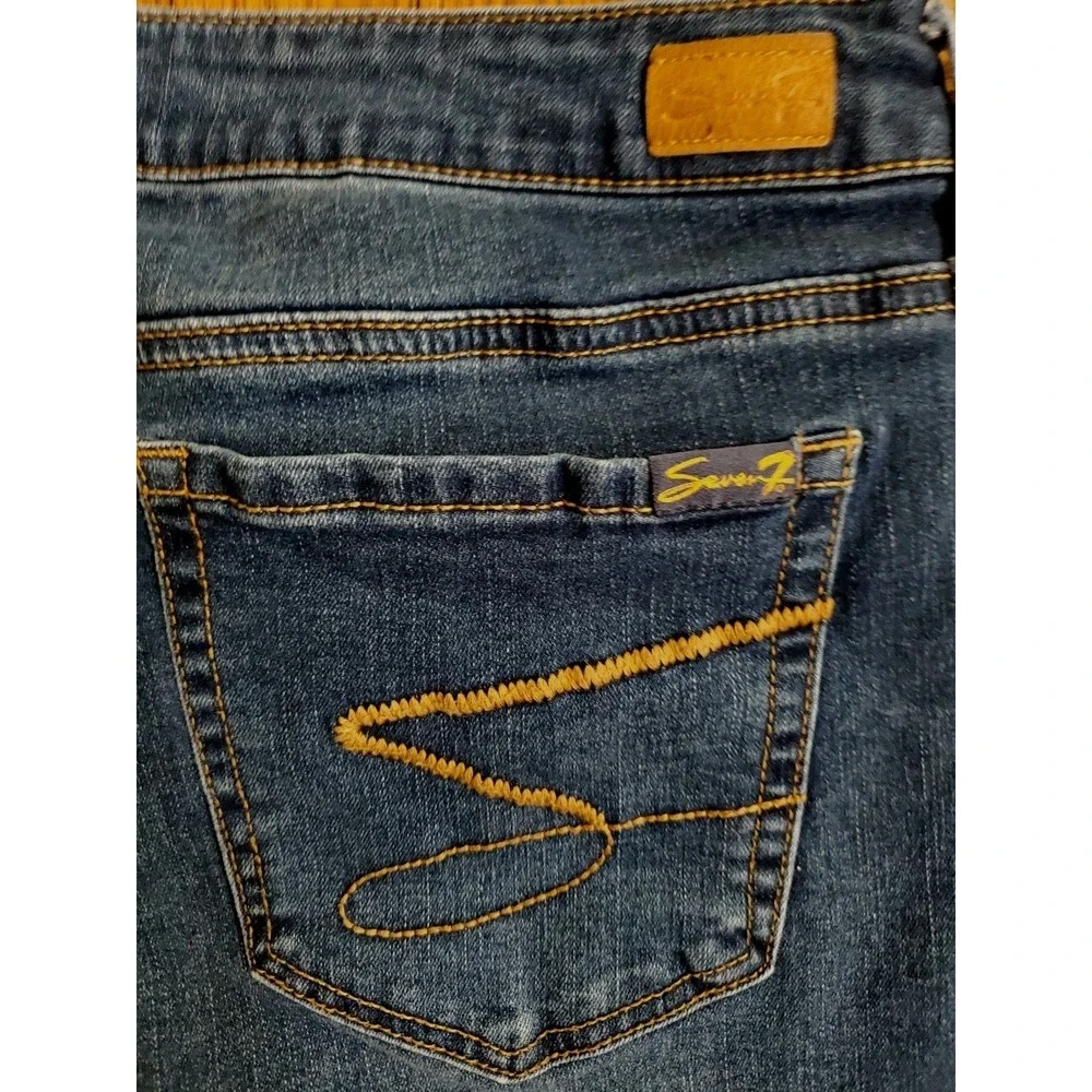 Seven7 Womens Bermuda Denim Shorts Medium Dark Wash Stretch Size 16‎ RN109890